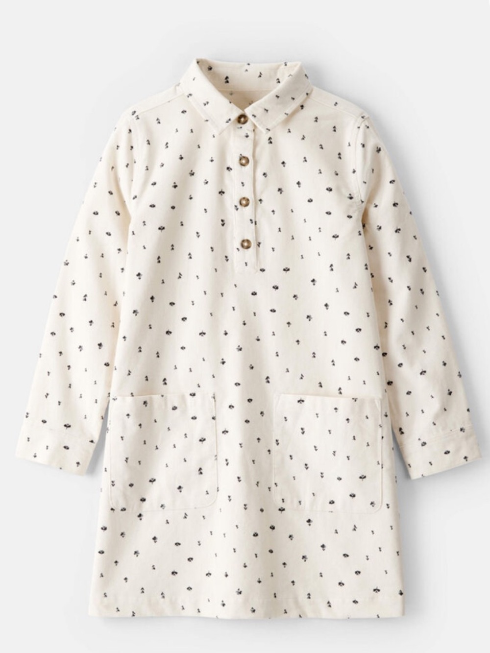 🩵4/$20 — Carter's Cream Long-Sleeve Polo Dress with Navy Floral Print 6X